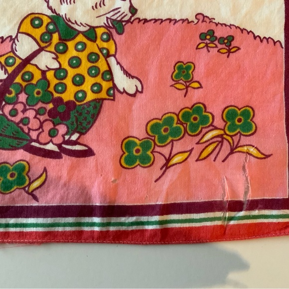 Vintage Cat and Bird Print Child’s Handkerchief - Picture 2 of 4